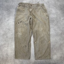 Carhartt Carpenter Trousers Mens 40" Denim Workwear Pants, Beige