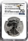 1776 - 2026 W ENHANCED FINISH SILVER EAGLE LIBERY BELL PRIVY EARLY RLS NGC MS70