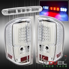 For 07-13 Chevy Silverado Rear Chrome Led White Strak Tail Lights Roof 3rd Stop