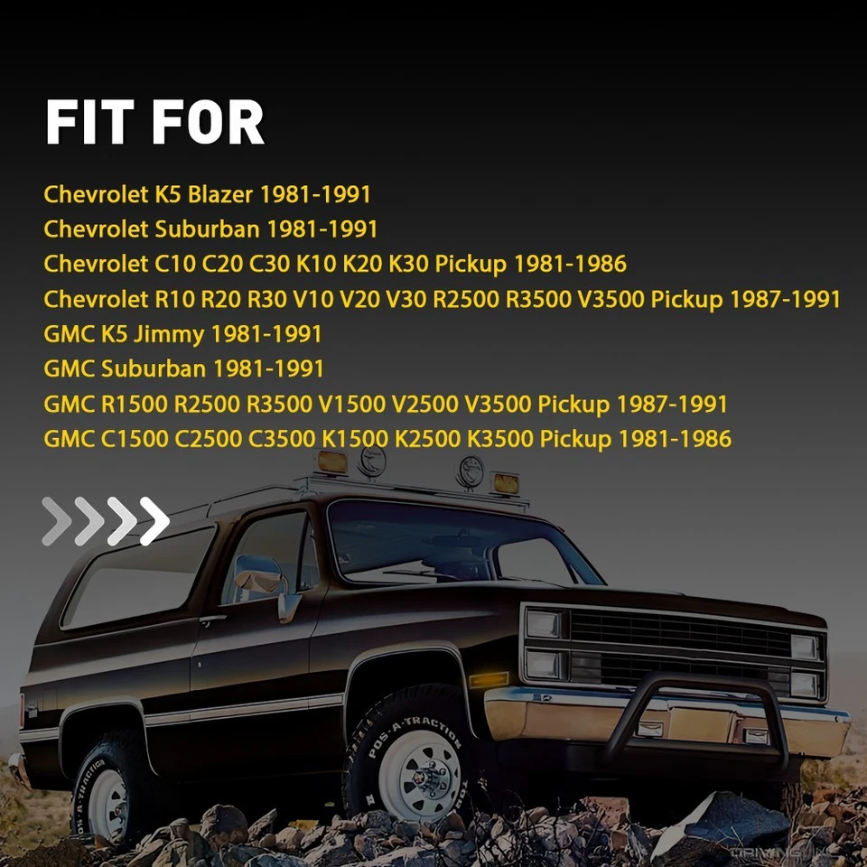 Para Chevrolet K5 Blazer Suburban 1981-1991 Luces de marcador laterales delanteras Ámbar ahumado Foto 2 de 4