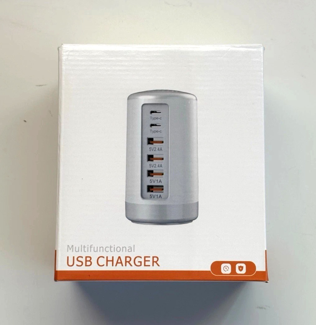 Multifunctional USB Charger 6 Port Charging Tower **NIB**