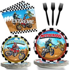 96 Pcs Dirt Bike Party Plates and Napkins Party Supplies Motorcycle Theme Party