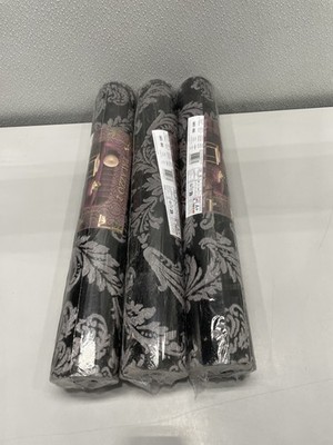 Palazzo 2 Black & Silver Silk Damask Wallpaper G68676 Lot Of 3 New