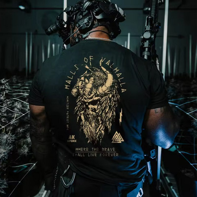 Men s Viking Warrior T-Shirt Gym Fitness Muscle Training Breathable Tee