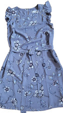 Loft Dress Purple Floral Size S Belted Short  Sleeves