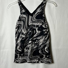 NWT Nike Swim Black Marble Print Crossback Tankini Top Size M 