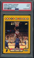 2008 Topps Chrome Basketball #125 Martell Webster Gold Refractor #05/50 PSA 9