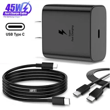 Universal 45W Fast Charging USB Type C Wall Charger 6FT Cable For Samsung Galaxy