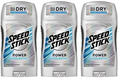 Speed Stick Anti-Perspirant Deodorant, Unscented 3 oz (Pack of 3) 