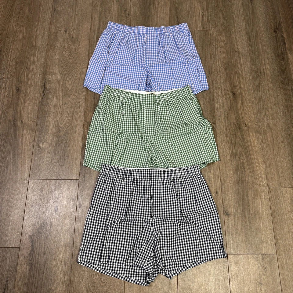 J.Crew Three-Pack Woven Boxers Mens L Multi Gingham Checked Lightweight Cotton - Image 2 of 4