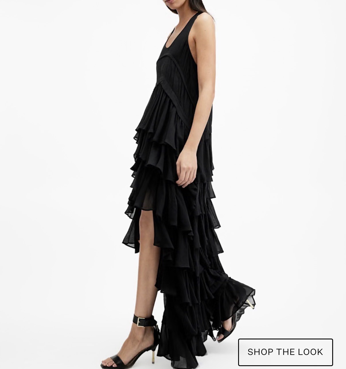 NWT All Saints Cavarly Tiered High-Low Dress size 6 black SOLD OUT ONLINE image 2