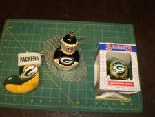 Green Bay Packers Christmas Tree Holiday Ornament Lot -Stocking- Snowman- Ball