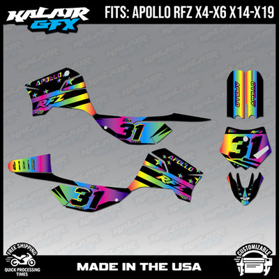 Graphics Kit for Apollo RFZ X4 X5 X6, X14 to X19 USA Series - Rainbow