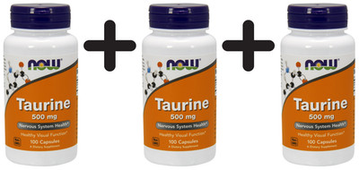 3 x NOW Foods Taurine, 500mg - 100 vcaps (86,63 EUR/kg)