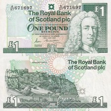 Scotland 1 Pound 1989 P 351a UNC The Royal Bank of Scotland plc FOXING
