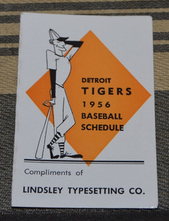 1956 DETROIT TIGERS Pocket Schedule BASEBALL LINDSLEY TYPESETTING Advertising