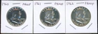 Lot of (3) Coins - 90% Silver Franklin Half Dollars - 1960, 1961 & 1962 *PROOF!*