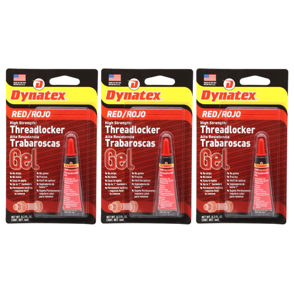 Dynatex Red High Strength Threadlocker 0.20 oz Bottle (3-Pack)
