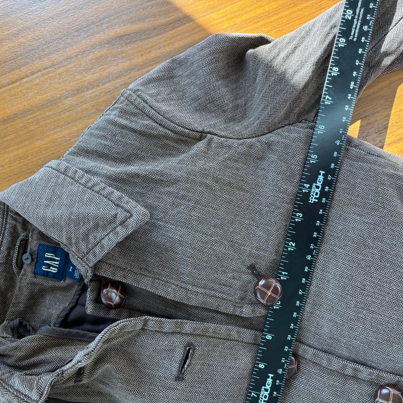 2000s Gap Brown Herringbone Button Front Belted C… - image 6