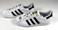 Mujer 7.5 Adidas Originales Superstar Nube Blanco Negro Dorado Zapatos FV3284
