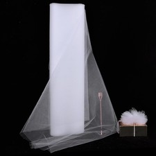 63 Inch 10 Yards Tulle Fabric Bolts Spool, Polyester Netting White Tulle Rolls f