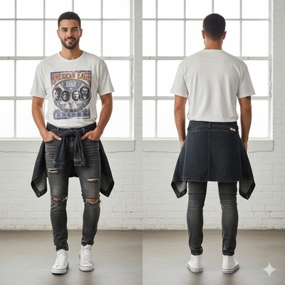 AMERICAN EAGLE Airflex+ Skinny Distressed Jeans 30x30 Gray Stacked Ripped Denim