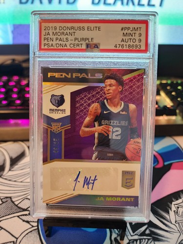 2019 DONRUSS ELITE JA MORANT PEN PALS PURPLE PRIZM ROOKIE AUTO /25 MINT PSA 9 - Picture 1 of 2