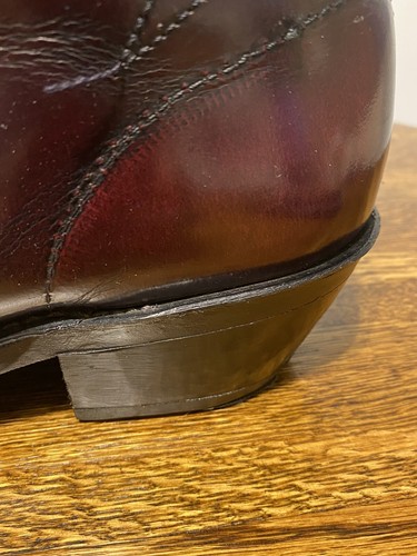Vintage Vulcan Oxblood Leather Cowboy Boots Men's Size 9 D USA 1970's Style - Picture 6 of 13
