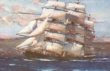 Postcard British Royal navy 'British merchant' art Spurling c1945