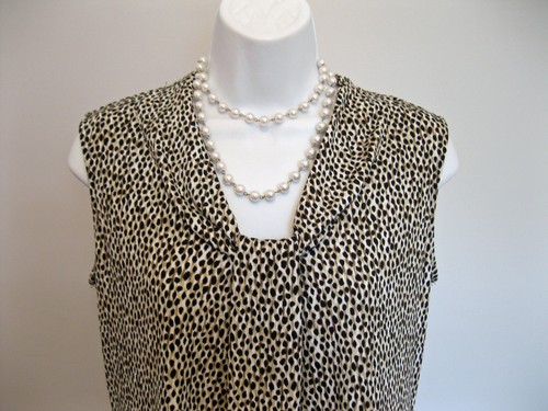 Camisa Dana Buchman Shell Talla S 4 6 Sin Mangas Top Tejido Estampado Leopardo Carrera - Imagen 2 de 6