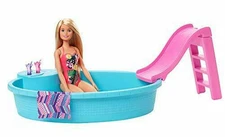 ​Barbie Doll, 11.5-Inch Blonde, and Pool Playset with Slide NEW EXPEDITED SHIP