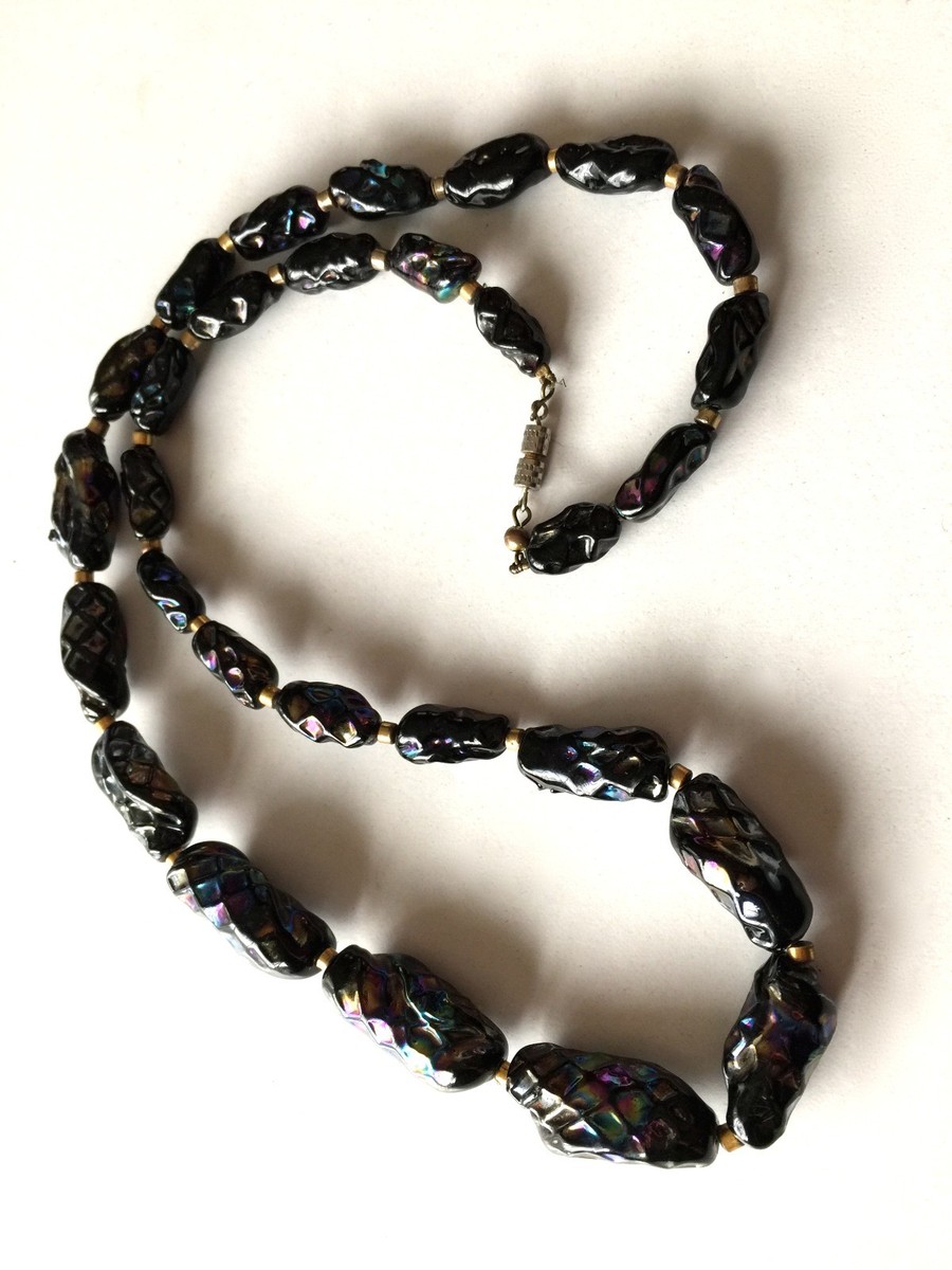 Superbe Collier Vintage En Pâte De Verre Murano - Avec Pépites En Chute - Occasion, Sans Marque