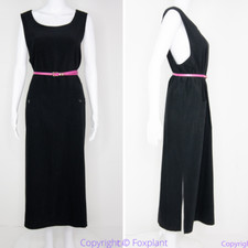 Talbots black sleeveless pockets maxi dress with button detail side slits, PL
