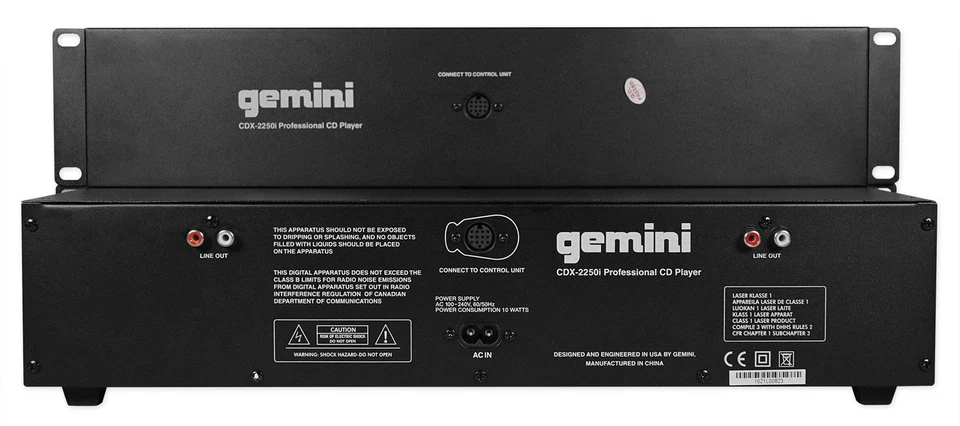 Gemini CDX-2250i Pro DJ Dual Two Deck Rack Mount CD/MP3 Media Player w/ USB - Image 3 of 4