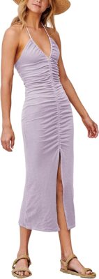 Sundry Women's Ruched Halter Dress - Lilac 1 | eBay