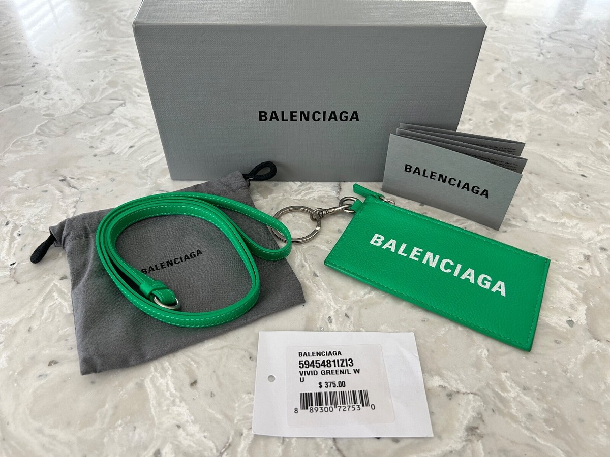 Balenciaga lanyard zip pouch wallet with lanyard in Vivid Green