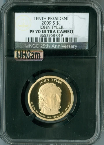2009 S JOHN TYLER DOLLAR Pres. NGC PF70 MAC UHCAM ULTRA HEAVY CAMEO FINEST .