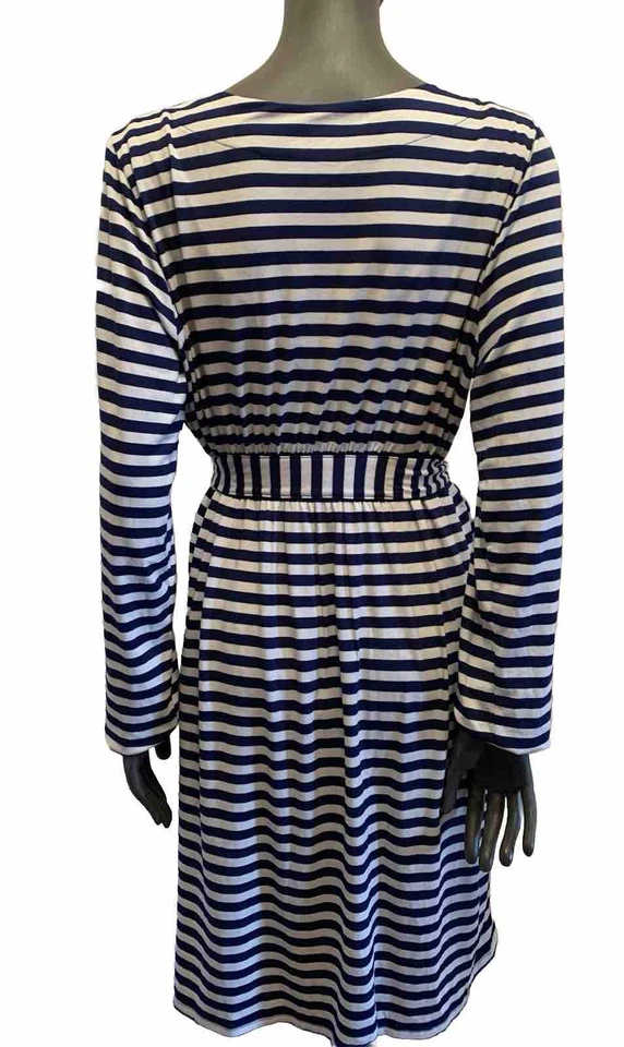 Maternity/nursing robe And nightgown Set Blue white striped Large - Image 2 of 4