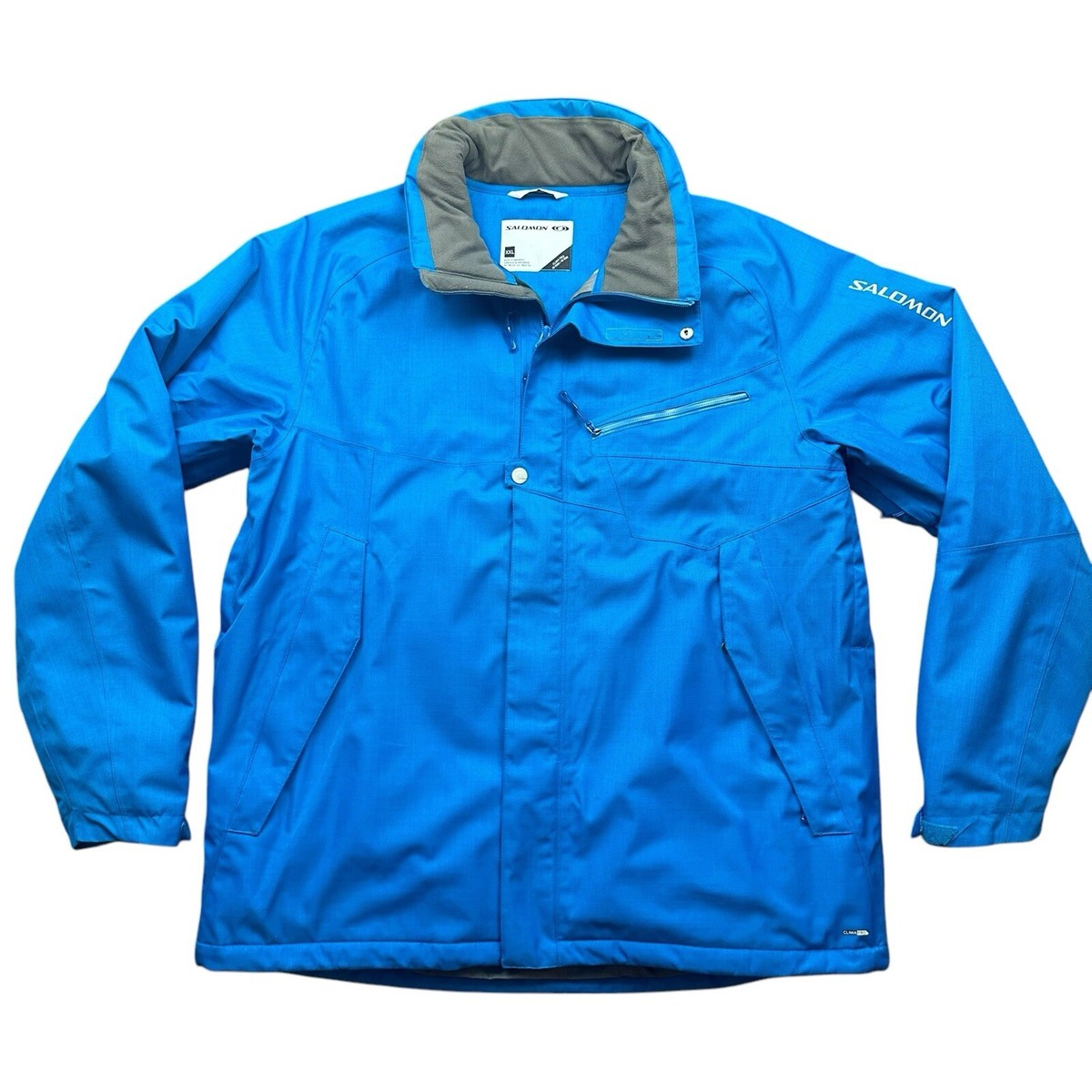 Salomon Men's Size 2XL Clima Pro 10 000 Winter Ski Snow Jacket Full Zip Blue