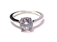 Authentic Pandora Ring, Silver Sparkling Solitaire, 190052C01, Clear CZ