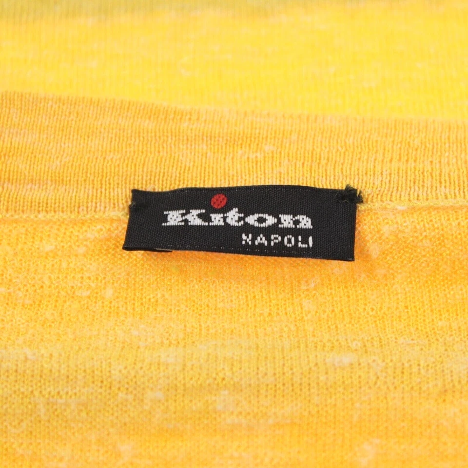 Suéter Kiton Nuevo sin Etiquetas Mezcla Seda/Lino Cuello Redondo Talla 50 EE. UU. M Amarillo con Rayas Foto 2 de 4