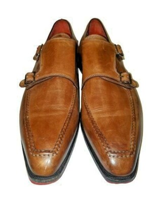 Edoardo Borrelli Napoli Brown Monk Strap Shoes sz 43 Andrea Ventura Firenze