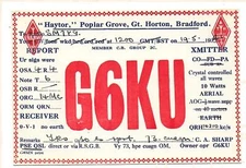 QSL Radio G6KU Horton Bradford Yorkshire England 1934 Amateur Sharp 10 W DX SWL