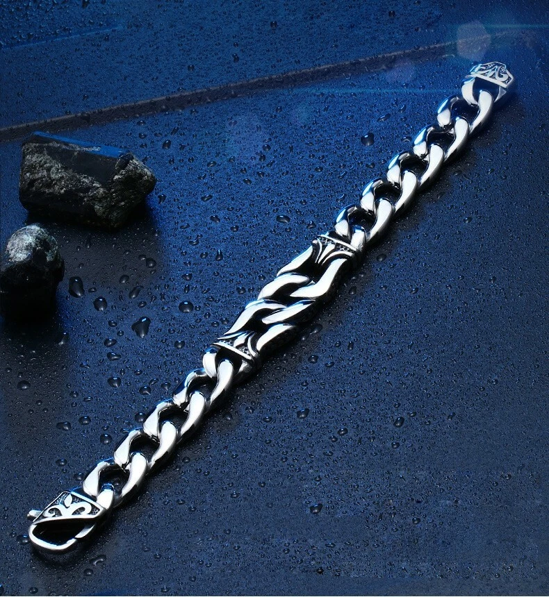 Men's Punk Style Titanium Stainless Steel Never Discolor Designer Bracelet T27 - Image 3 of 4