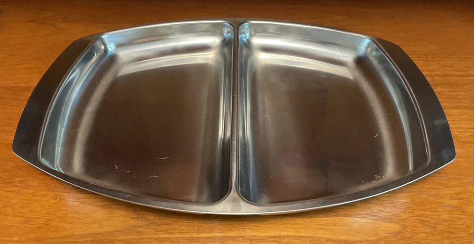 Vintage Mid Century Kalmar  Stainless Steel Denmark Divided Serving Tray. - Image 3 of 4