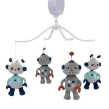 Bedtime Originals Robbie Robot Musical Baby Crib Mobile Soother Toy - Gray