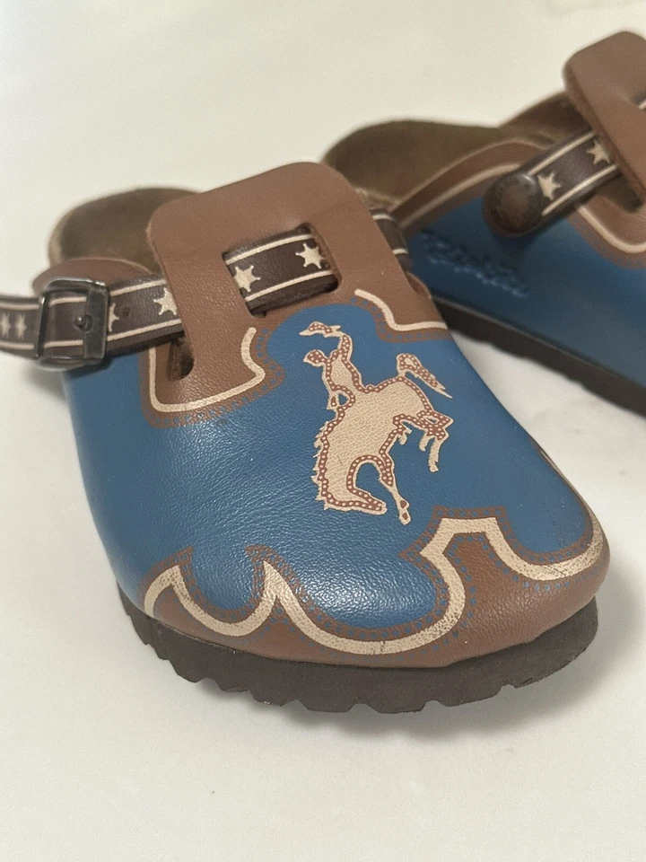 Zuecos Birkenstock Boston Vaquero Azul Vintage Años 90 Niños Talla C8 165 RARO Foto 2 de 4