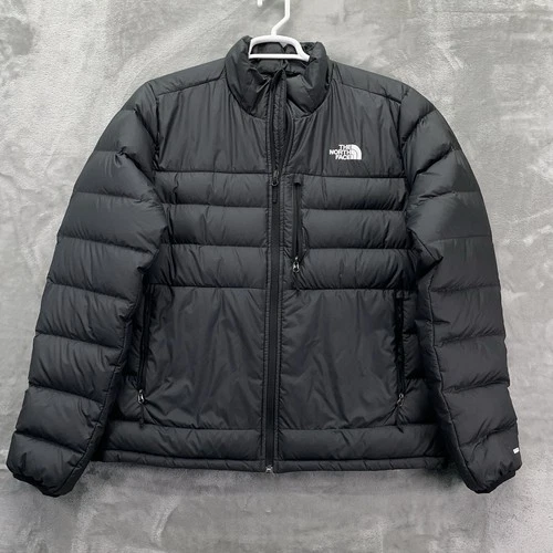 North Face Aconcagua Jacket Mens large Black 550 Down Puffer Zipped Pockets
