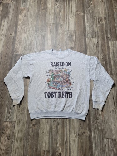 Toby Keith "Raised On" Cassette Tape Crewneck Sweatshirt XL Gray Country Music