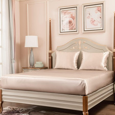 23 Momme Mulberry Silk King Sheet Set Deep Pocket Fitted Sheet Champagne 3PC